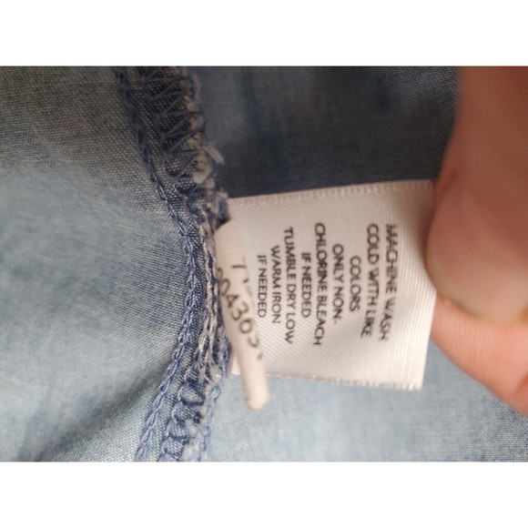 J Jill Womens Denim Button Down Collard Tapered Top Size XS - Picture 10 of 12